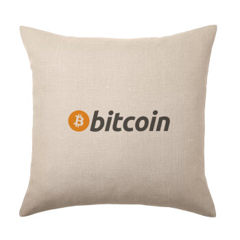 Bitcoin Crypto, Μαξιλάρι καναπέ ΛΙΝΟ 40x40cm περιέχεται το  γέμισμα
