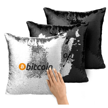 Bitcoin Crypto, Μαξιλάρι καναπέ Μαγικό Μαύρο με πούλιες 40x40cm περιέχεται το γέμισμα