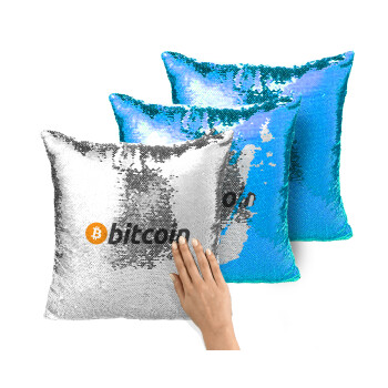 Bitcoin Crypto, Μαξιλάρι καναπέ Μαγικό Μπλε με πούλιες 40x40cm περιέχεται το γέμισμα