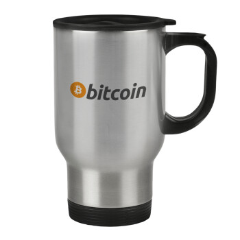 Bitcoin Crypto, Stainless steel travel mug with lid, double wall 450ml