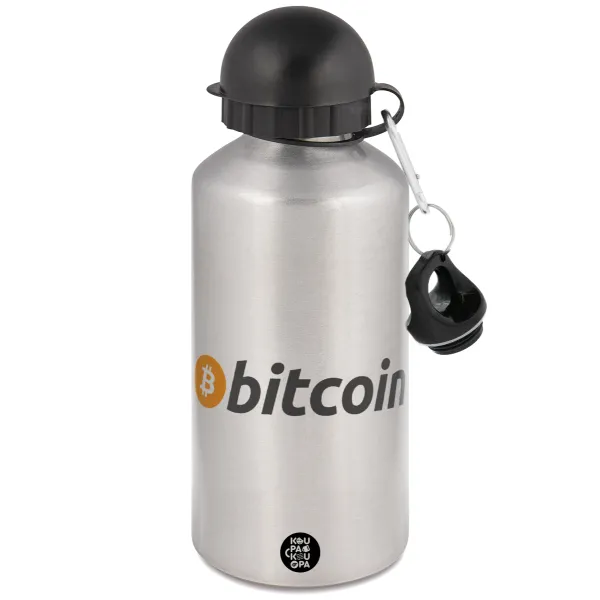 Bitcoin Crypto — Metallic water jug, Silver, aluminum 500ml