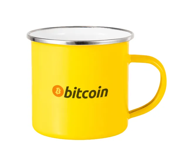 Bitcoin Crypto — Yellow Enamel Metallic Cup 360ml