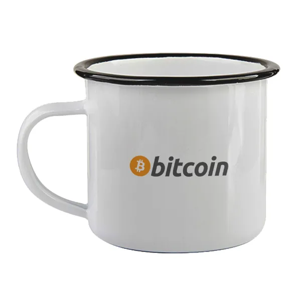 Bitcoin Crypto — Κούπα εμαγιέ με μαύρο χείλος 360ml