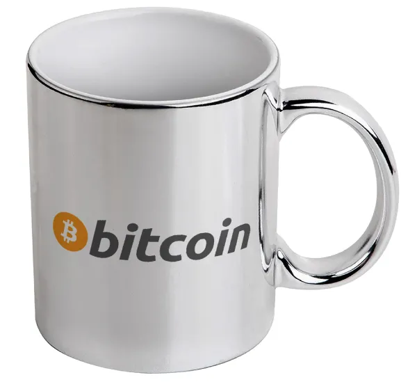 Bitcoin Crypto — Κούπα κεραμική, ασημένια καθρέπτης, 330ml