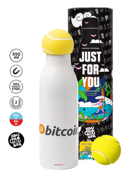 Bitcoin Crypto — Tennis ball Metal mug thermos White, double wall, 550ml