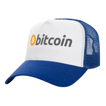 Bitcoin Crypto, Καπέλο Ενηλίκων Structured Trucker, με Δίχτυ, ΛΕΥΚΟ/ΜΠΛΕ (100% ΒΑΜΒΑΚΕΡΟ, ΕΝΗΛΙΚΩΝ, UNISEX, ONE SIZE)