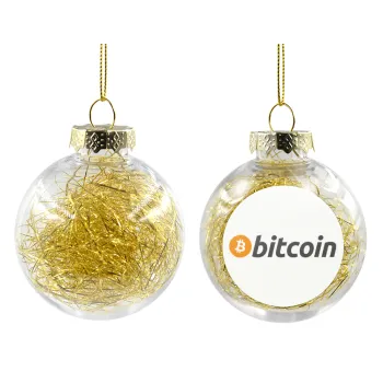Bitcoin Crypto, Transparent Christmas tree ball ornament with gold filling 8cm