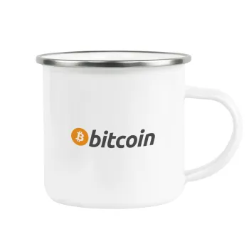 Bitcoin Crypto, Metallic enamel cup white 360ml