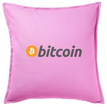 Bitcoin Crypto, Sofa cushion Pink 50x50cm includes filling