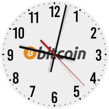 Bitcoin Crypto, Ρολόι τοίχου ξύλινο (30cm)