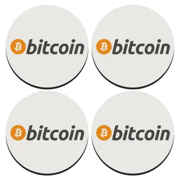 Bitcoin Crypto, SET of 4 round wooden coasters (9cm)