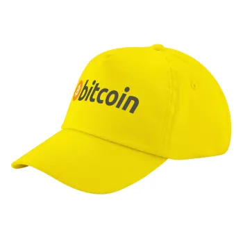 Bitcoin Crypto, Καπέλο παιδικό Baseball, 100% Βαμβακερό Twill, Κίτρινο (ΒΑΜΒΑΚΕΡΟ, ΠΑΙΔΙΚΟ, UNISEX, ONE SIZE)