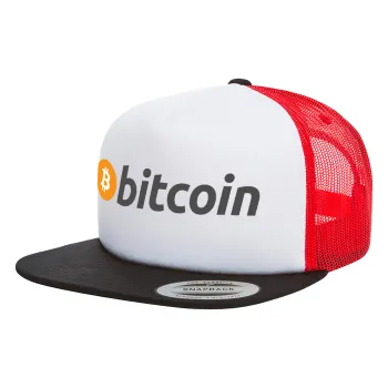 Bitcoin Crypto, Καπέλο Ενηλίκων Foam Flat Snapback με Δίχτυ Μαύρο-Λευκό-Κόκκινο (POLYESTER, ΕΝΗΛΙΚΩΝ, UNISEX, ONE SIZE)