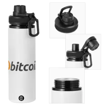 Bitcoin Crypto, Metal water bottle with safety cap, aluminum 850ml