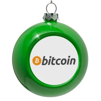 Bitcoin Crypto, Green Christmas tree ornament bauble 8cm