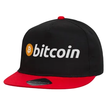 Bitcoin Crypto, Καπέλο παιδικό Flat Snapback, Μαύρο/Κόκκινο (100% ΒΑΜΒΑΚΕΡΟ, ΠΑΙΔΙΚΟ, UNISEX, ONE SIZE)