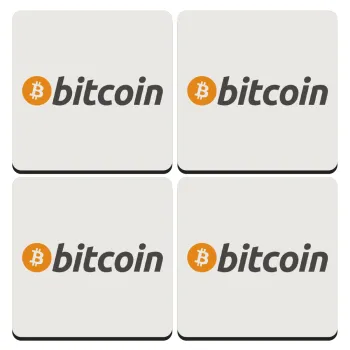 Bitcoin Crypto, ΣΕΤ 4 Σουβέρ ξύλινα τετράγωνα (9cm)