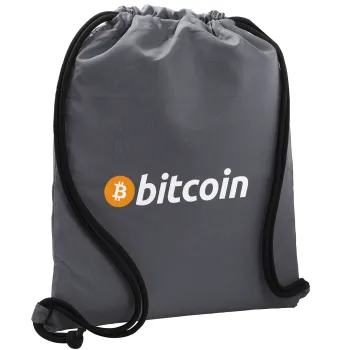 Bitcoin Crypto, Backpack pouch GYMBAG GREY, with pocket (40x48cm) & thick cords