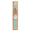 Easter Set, wooden keychain & aromatic flat Easter candle (30cm) (TURQUOISE)
