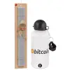 Easter Set, metallic aluminum water bottle (500ml) & aromatic flat Easter candle (30cm) (GRAY)