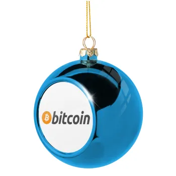 Bitcoin Crypto, Blue Christmas tree ball ornament 8cm