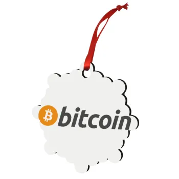 Bitcoin Crypto, Christmas ornament snowflake wooden 7.5cm