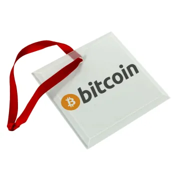 Bitcoin Crypto, Christmas ornament, glass square ornament 9x9cm