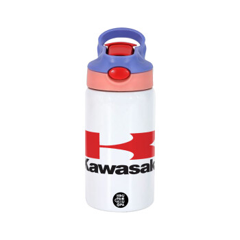 Kawasaki, Children's hot water bottle, stainless steel, with safety straw, pink/purple (350ml)