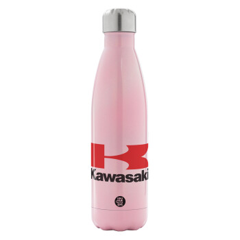 Kawasaki, Μεταλλικό παγούρι θερμός Ροζ Ιριδίζον (Stainless steel), διπλού τοιχώματος, 500ml