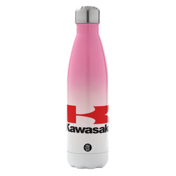 Kawasaki, Metal mug thermos Pink/White (Stainless steel), double wall, 500ml