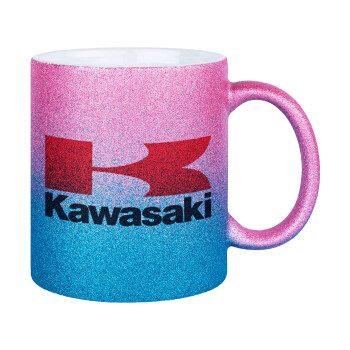 Kawasaki, Κούπα Χρυσή/Μπλε Glitter, κεραμική, 330ml