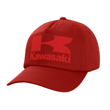 Kawasaki, Καπέλο παιδικό Baseball, 100% Βαμβακερό Twill, Κόκκινο (ΒΑΜΒΑΚΕΡΟ, ΠΑΙΔΙΚΟ, UNISEX, ONE SIZE)