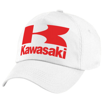 Kawasaki, Καπέλο παιδικό Baseball, 100% Βαμβακερό Twill, Λευκό (ΒΑΜΒΑΚΕΡΟ, ΠΑΙΔΙΚΟ, UNISEX, ONE SIZE)