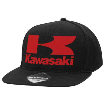 Kawasaki, Καπέλο Ενηλίκων Flat Snapback Μαύρο, (POLYESTER, ΕΝΗΛΙΚΩΝ, UNISEX, ONE SIZE)