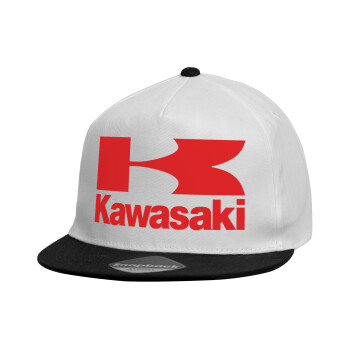 Kawasaki, Καπέλο παιδικό Flat Snapback, Λευκό (100% ΒΑΜΒΑΚΕΡΟ, ΠΑΙΔΙΚΟ, UNISEX, ONE SIZE)