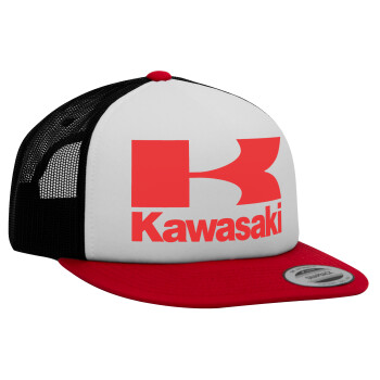 Kawasaki, Καπέλο Ενηλίκων Foam Flat Snapback με Δίχτυ, (POLYESTER, ΕΝΗΛΙΚΩΝ, UNISEX, ONE SIZE)