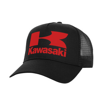 Kawasaki, Καπέλο Ενηλίκων Structured Trucker, με Δίχτυ, Μαύρο (100% ΒΑΜΒΑΚΕΡΟ, ΕΝΗΛΙΚΩΝ, UNISEX, ONE SIZE)