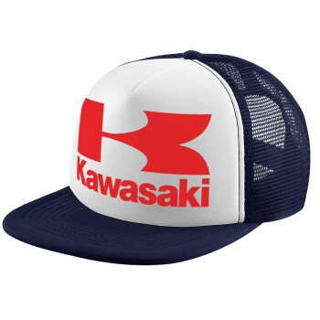 Kawasaki, Καπέλο παιδικό Soft Trucker με Δίχτυ ΜΠΛΕ ΣΚΟΥΡΟ/ΛΕΥΚΟ (POLYESTER, ΠΑΙΔΙΚΟ, ONE SIZE)
