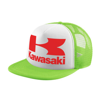 Kawasaki, Καπέλο παιδικό Soft Trucker με Δίχτυ ΠΡΑΣΙΝΟ/ΛΕΥΚΟ (POLYESTER, ΠΑΙΔΙΚΟ, ONE SIZE)