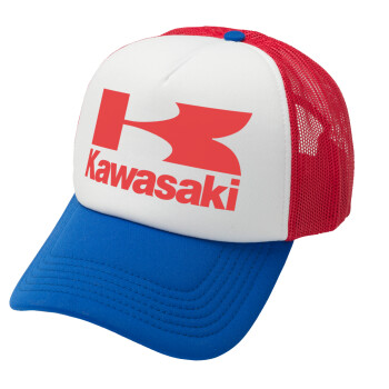 Kawasaki, Καπέλο Ενηλίκων Soft Trucker με Δίχτυ Red/Blue/White (POLYESTER, ΕΝΗΛΙΚΩΝ, UNISEX, ONE SIZE)