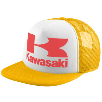 Kawasaki, Καπέλο Ενηλίκων Soft Trucker με Δίχτυ Κίτρινο/White (POLYESTER, ΕΝΗΛΙΚΩΝ, UNISEX, ONE SIZE)