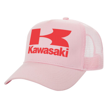 Kawasaki, Καπέλο Ενηλίκων Structured Trucker, με Δίχτυ, ΡΟΖ (100% ΒΑΜΒΑΚΕΡΟ, ΕΝΗΛΙΚΩΝ, UNISEX, ONE SIZE)