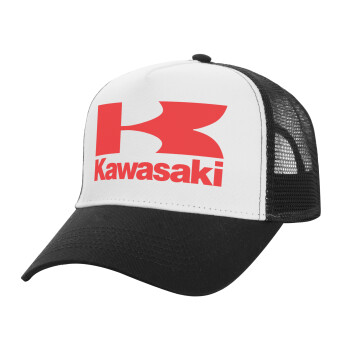 Kawasaki, Καπέλο Ενηλίκων Structured Trucker, με Δίχτυ, ΛΕΥΚΟ/ΜΑΥΡΟ (100% ΒΑΜΒΑΚΕΡΟ, ΕΝΗΛΙΚΩΝ, UNISEX, ONE SIZE)