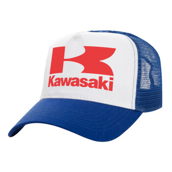 Kawasaki, Καπέλο Ενηλίκων Structured Trucker, με Δίχτυ, ΛΕΥΚΟ/ΜΠΛΕ (100% ΒΑΜΒΑΚΕΡΟ, ΕΝΗΛΙΚΩΝ, UNISEX, ONE SIZE)