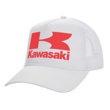 Kawasaki, Καπέλο Ενηλίκων Structured Trucker, με Δίχτυ, ΛΕΥΚΟ (100% ΒΑΜΒΑΚΕΡΟ, ΕΝΗΛΙΚΩΝ, UNISEX, ONE SIZE)