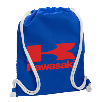 Kawasaki, Τσάντα πλάτης πουγκί GYMBAG Μπλε, με τσέπη (40x48cm) & χονδρά κορδόνια