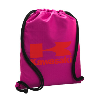 Kawasaki, Backpack pouch GYMBAG Fuchsia, with pocket (40x48cm) & thick cords