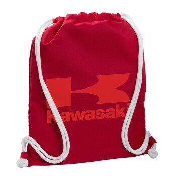 Kawasaki, Τσάντα πλάτης πουγκί GYMBAG Κόκκινη, με τσέπη (40x48cm) & χονδρά κορδόνια