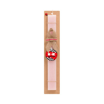 Kawasaki, Πασχαλινό Σετ, ξύλινο μπρελόκ & πασχαλινή λαμπάδα αρωματική πλακέ (30cm) (ΡΟΖ)