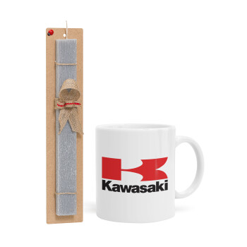Kawasaki, Πασχαλινό Σετ, Κούπα κεραμική (330ml) & πασχαλινή λαμπάδα αρωματική πλακέ (30cm) (ΓΚΡΙ)